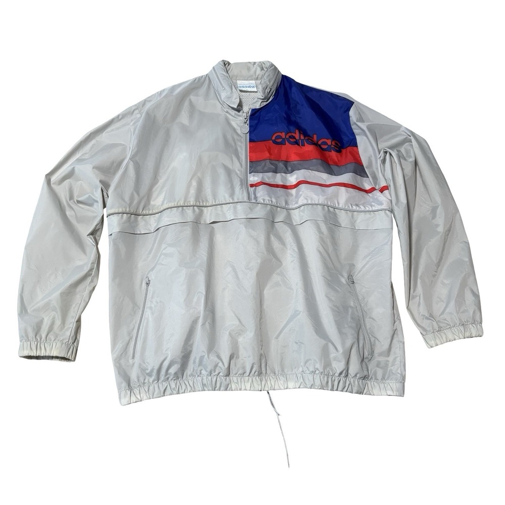 Vintage 80s 90s Adidas Men's 1/2 Zip Windbreaker Pullover *Flawed*  Size Large